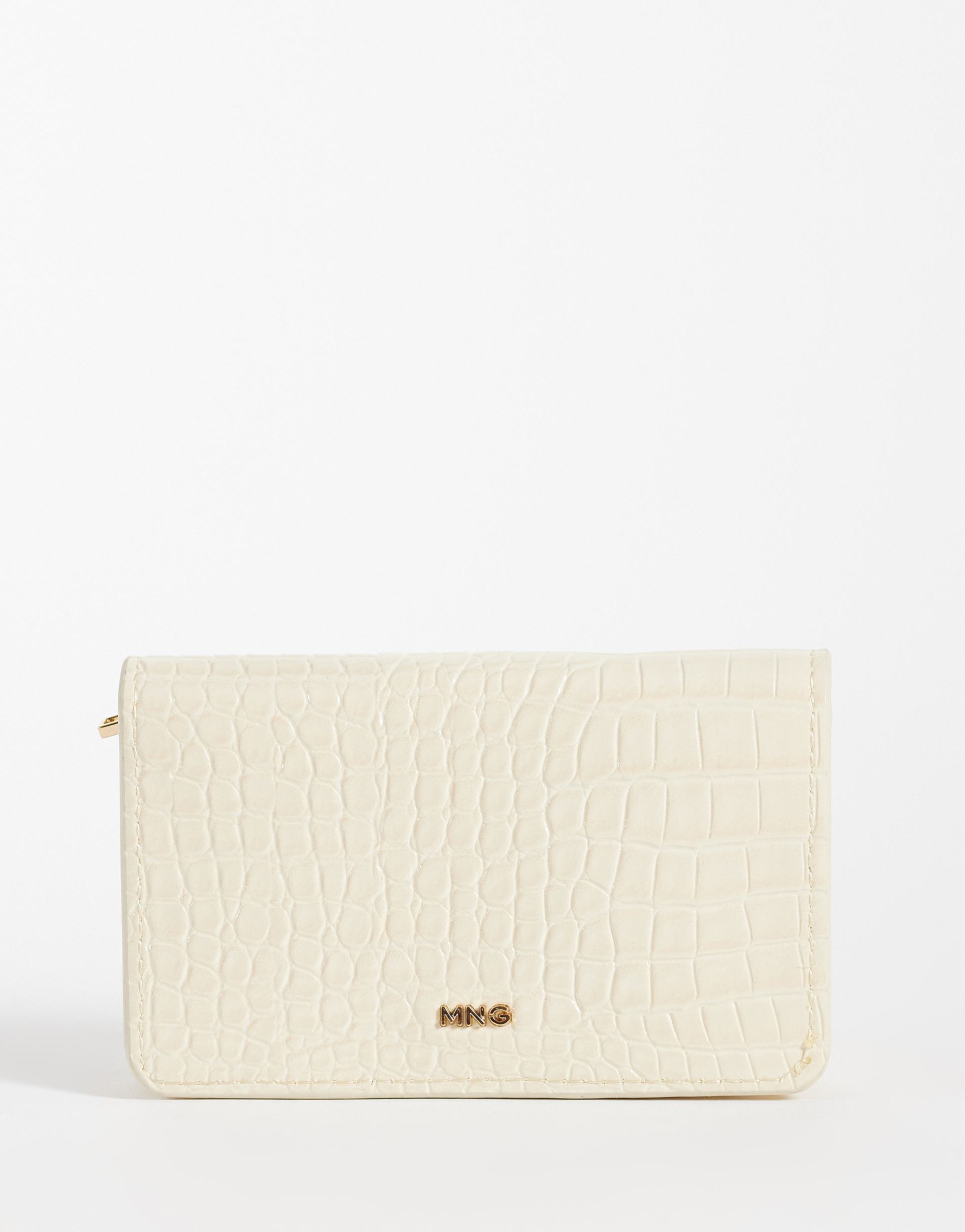 mango croc effect wallet in pastel yellow