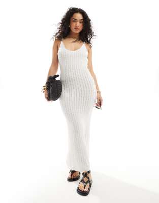 Mango crochet beach maxi dress in white