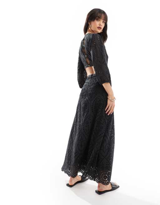 white christmas dresses Clotilde Black Crochet-knit Midi Dress, S / Black main image 0
