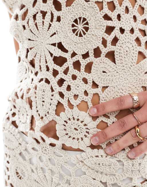 mango crochet midi dress MANGO - Crochet long dress White