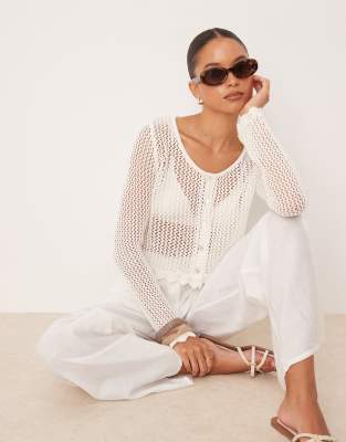 Mango Crochet Ribbed Cardigan