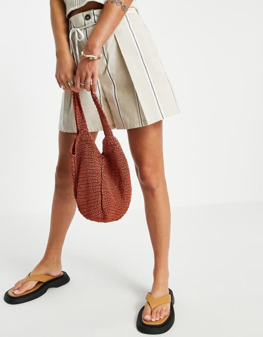 Mango crochet shoulder tote bag in rust ASOS