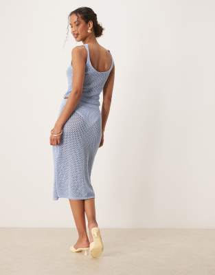 Mango Crochet Straight Fit Embelished Midi Skirt