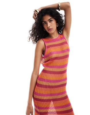white christmas dresses Helen Jon Claudia Crochet Midi Dress in Brown