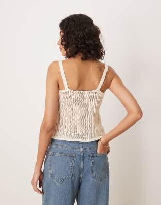 Shop Mango Crochet Tie Front Knit Cami Top