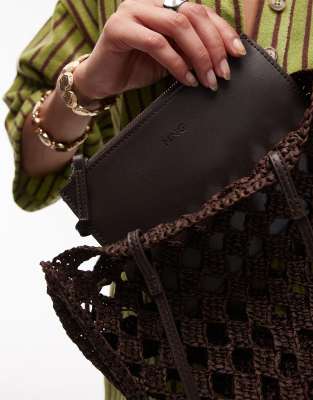Mango Openwork Crochet Straw Shopper
