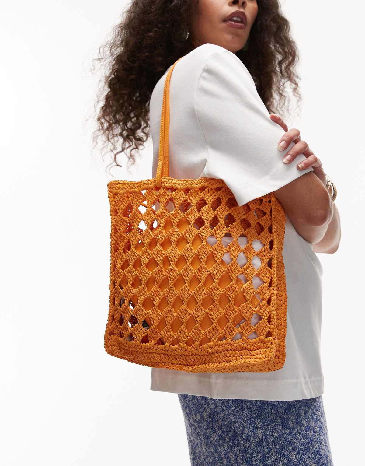 Mango crochet tote bag in orange