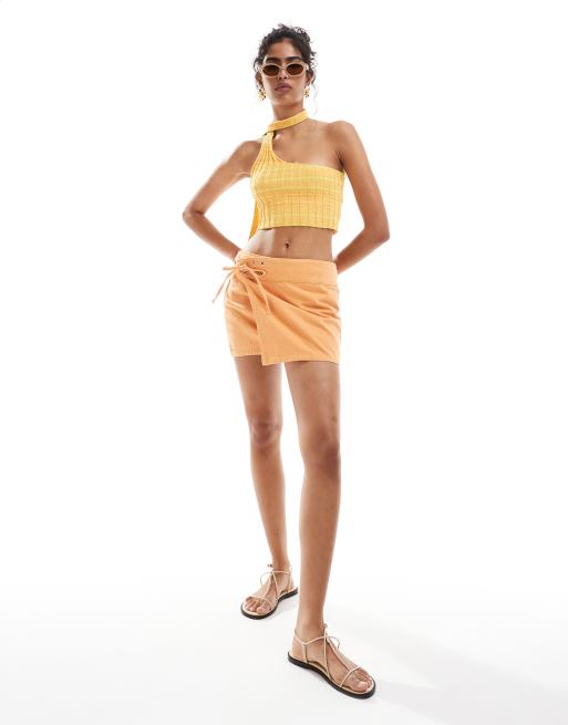 Mango Crop top en maille a dos nu Jaune