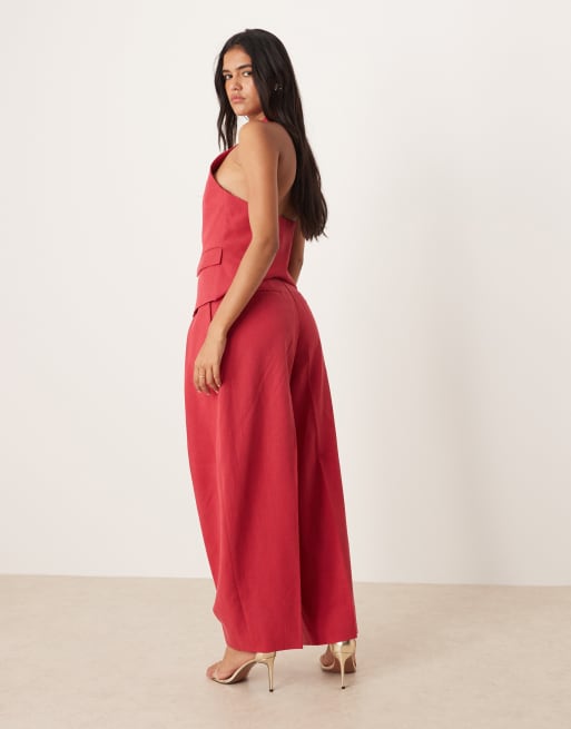 Mango cropped barrel leg pants in red - part of a set
