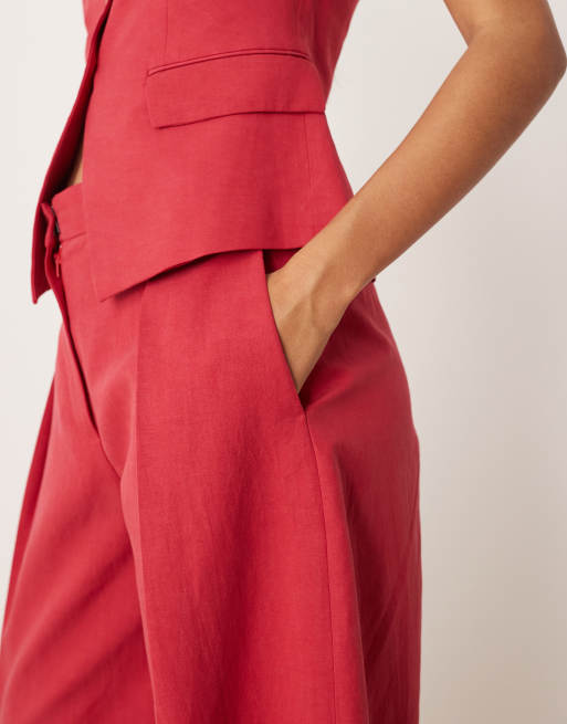 Mango cropped barrel leg pants in red - part of a set