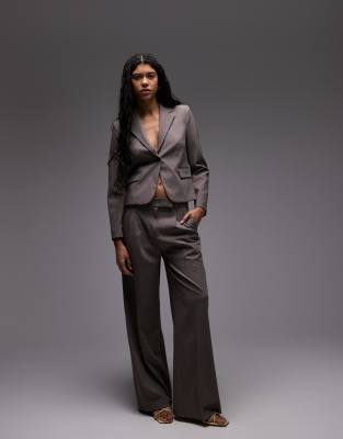 Mango Cropped Blazer In Brown