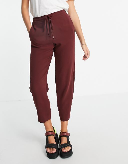 Mango - Cropped broek in wijnrood