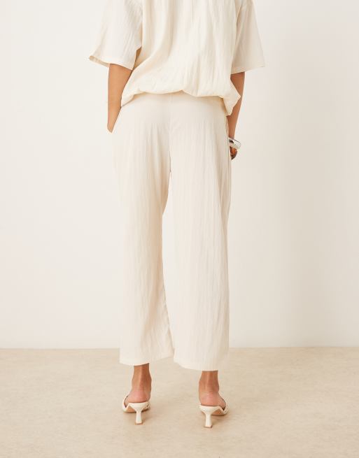 Mango - Cropped broek met elastische tailleband in lichtgeel, deel van co-ord set, 4 van 5