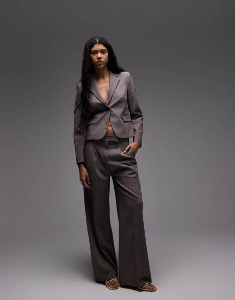 Mango cropped co-ord in brown - view 1