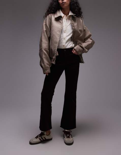 Mango - Cropped jeans van corduroy in bordeauxrood - view 1