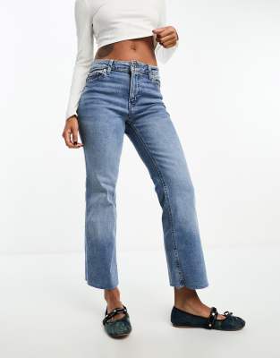 cropped kick flare jeans in light blue