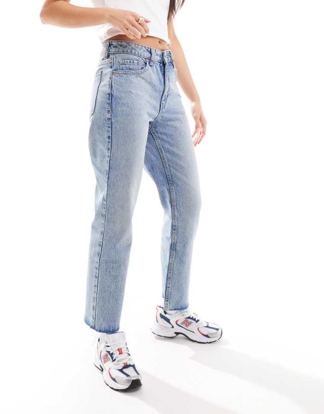 Mango - cropped kick flare jeans in light blue