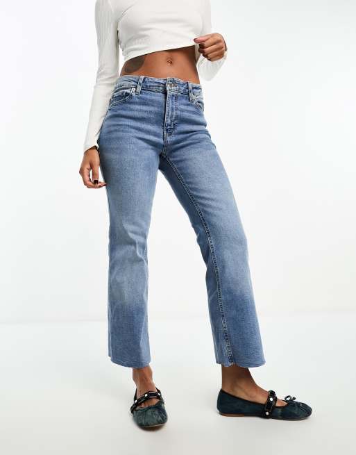 Mango - Cropped kick flared jeans in lichtblauw