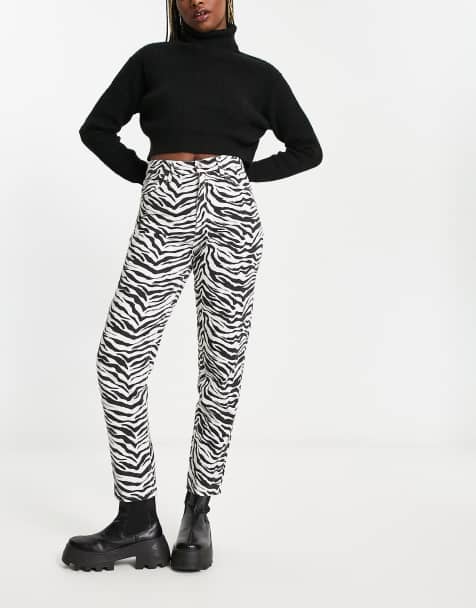 Mango cropped mom jean in zebra print - view 1