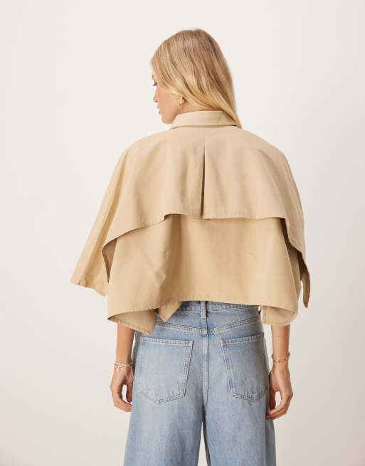 Mango cropped oversized jacket in cream
