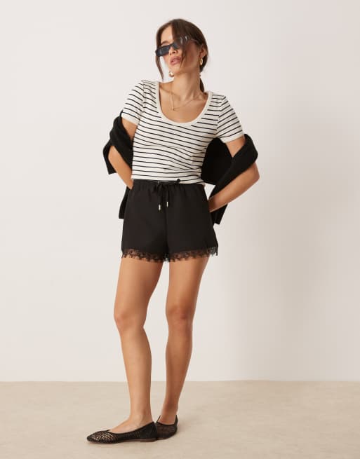 Mango cropped round neck striped baby tee in white, 4 of 4