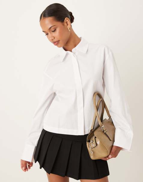 Mango cropped shirt in white - view 1