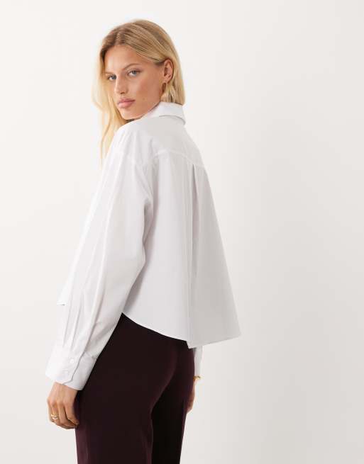 Mango cropped skjorte i hvid, 3 af 4