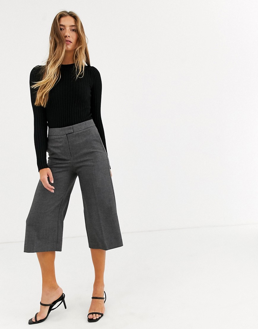 Mango cropped tailored trouser in grey