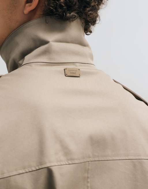 Mango cropped trench coat in brown, 3 of 5