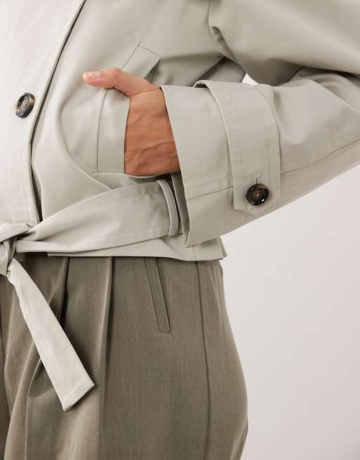 Mango – Cropped-Trenchcoat in Steinbeige, 3 von 4