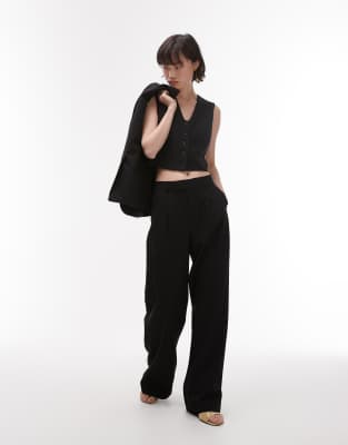 Mango Suit Waistcoat With Buttons Black