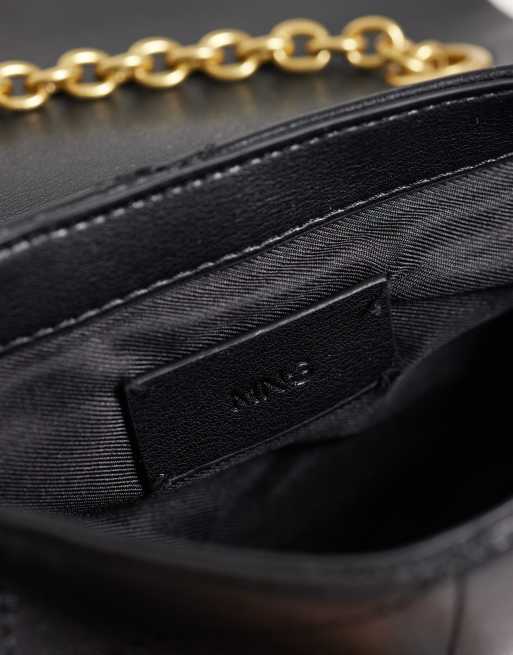 Mango cross body bag with chain strap in black, 3 of 4