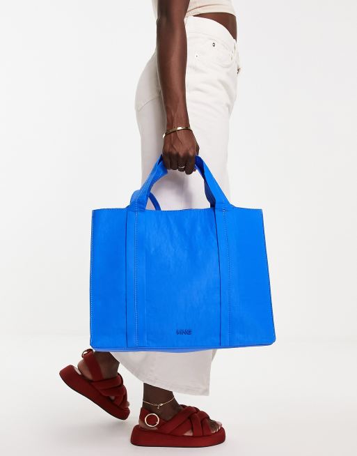 Mango cross body nylon bag in cobalt