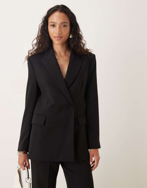 Mango cross button blazer co-ord in black - view 1