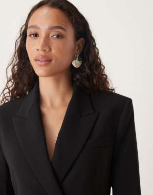 Mango Cross Button Blazer In Black