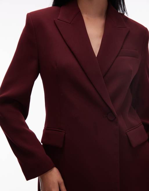 Mango cross button blazer in burgundy - part of a set, 4 of 4
