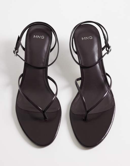 Mango cross front heeled sandals in chocolate, 2 of 4
