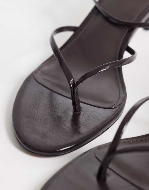 Mango cross front heeled sandals in chocolate, 3 of 4