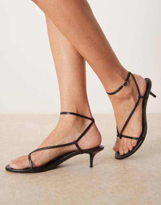 Mango cross strap details heeled sandals in black | ASOS