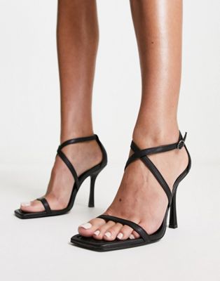 Mango cross strap heeled sandal in black - ASOS Price Checker