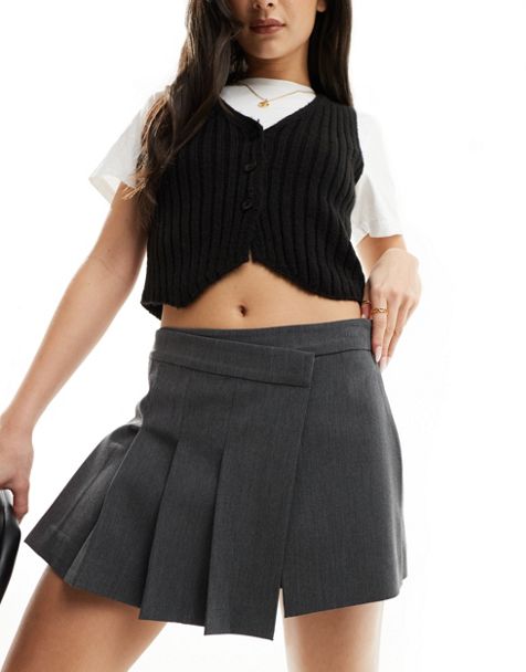 Dressy Mini Skirt - Dark gray melange - Ladies