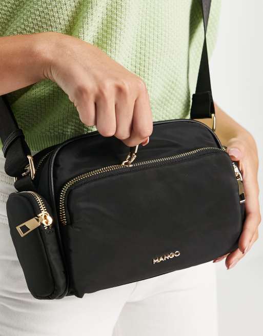 Mango Crossbody tas met meerdere vakken en ritsdetail in zwart