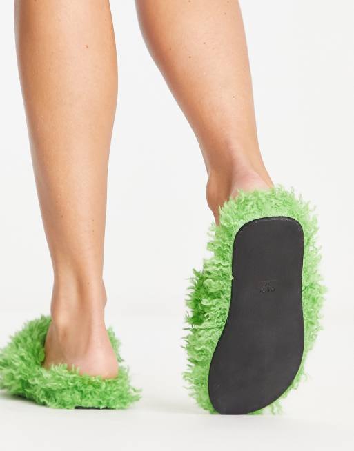 Lime green fur online slides