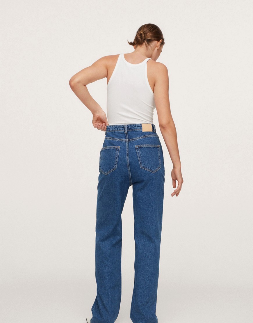 Mango crossover low rise jeans in medium blue-Blues