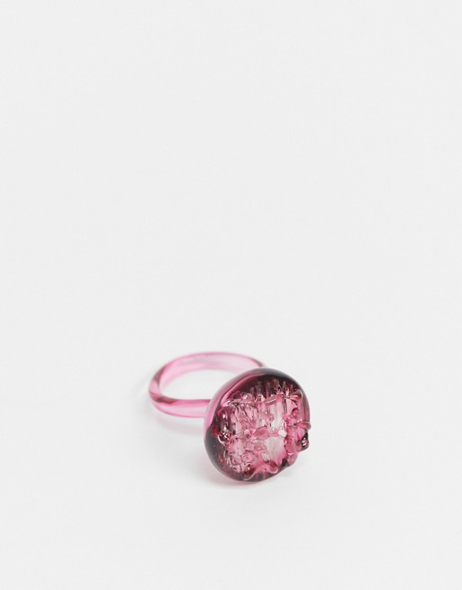 Mango crystal ring in pink