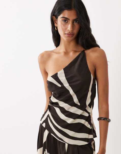 Mango - Cuca - Top d'ensemble asymétrique à imprimé zébré et détail perle - Neutre - view 1