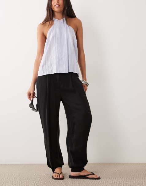 Mango cuffed pants in black - view 1