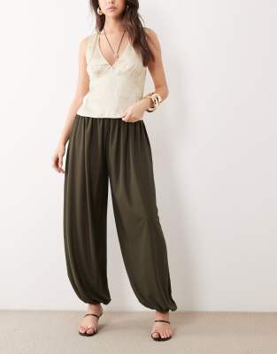 Mango Cuffed Pants In Green