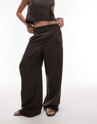 Mango Mango cupro low waist straight leg trouser co-ord in brown