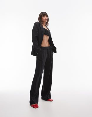 cupro slouchy pants in black - part of a set